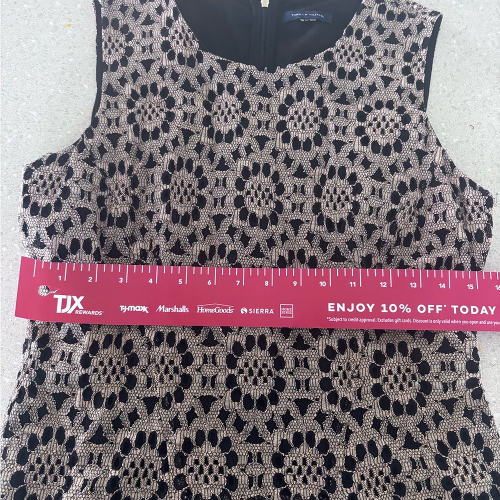 Elegant Black and Gold Lace Women's Dress - Tommy Hillfiger